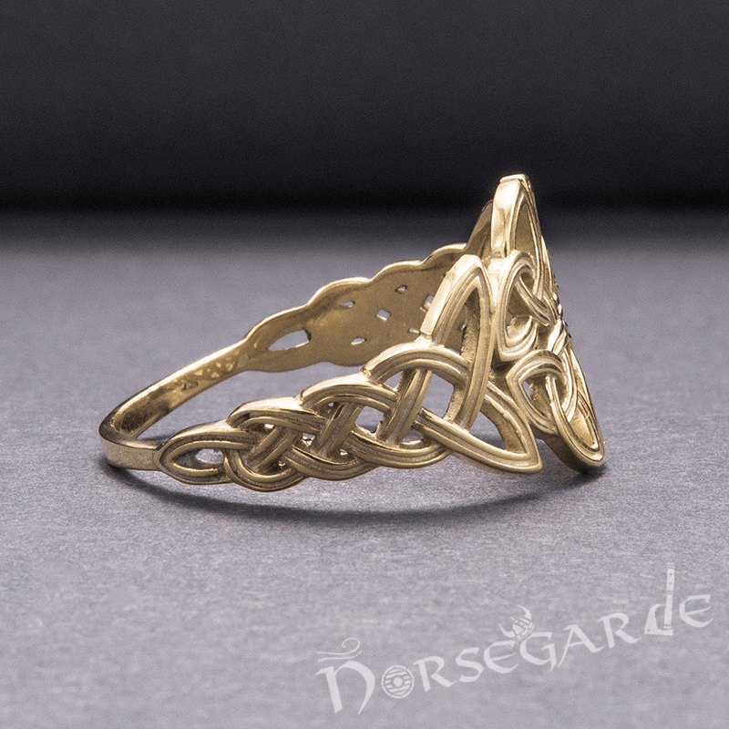 Handcrafted Large Celtic Knot Ring - Gold