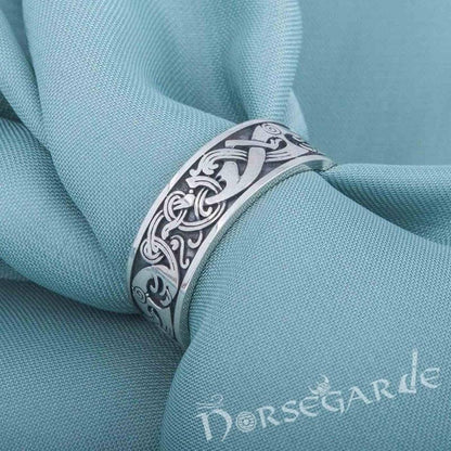 Handcrafted Late Urnes Ornamental Band - Sterling Silver