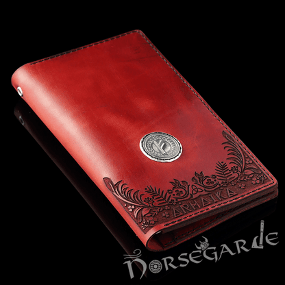 Handcrafted Leather Wallet 'Fehu' - Red
