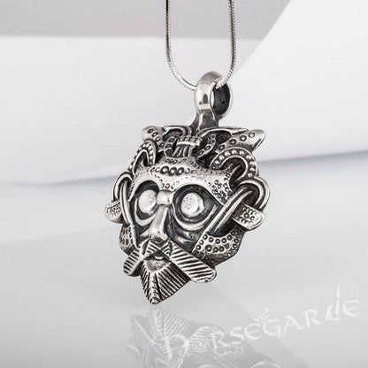 Handcrafted Loki's Mask Amulet - Sterling Silver