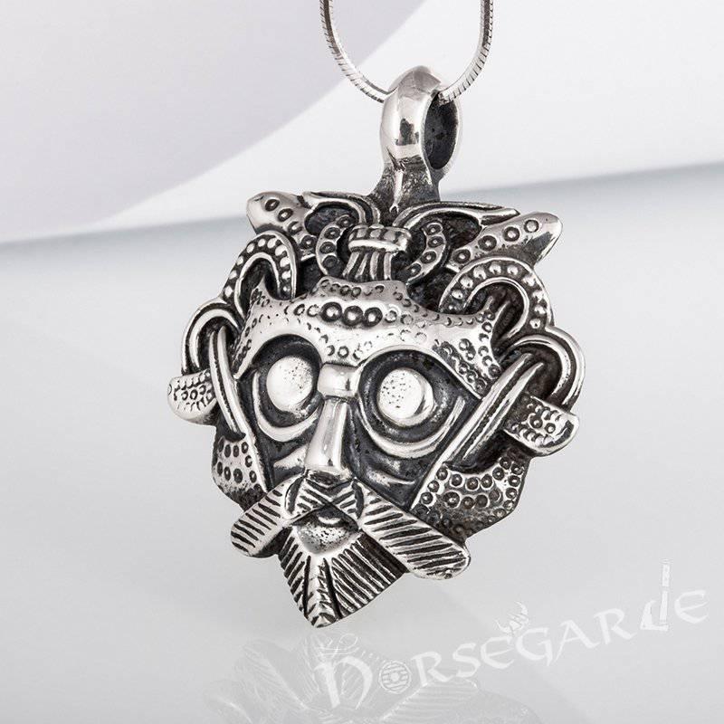 Handcrafted Loki's Mask Amulet - Sterling Silver