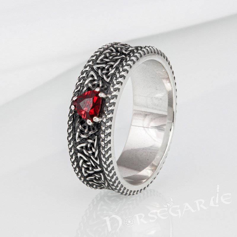 Handcrafted Luck Knots Band with Gem - Sterling Silver