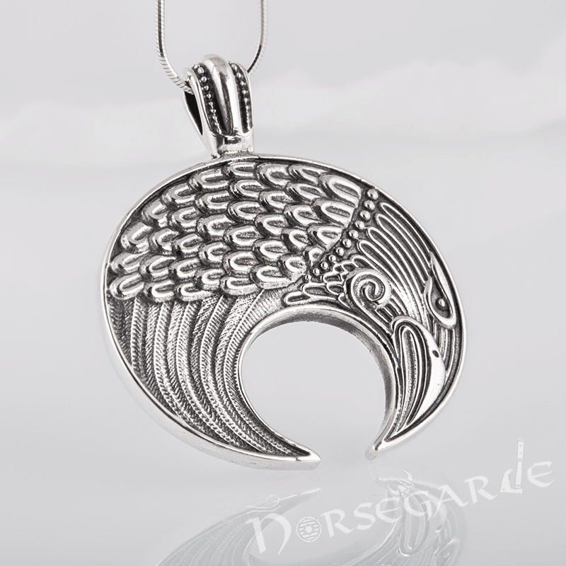 Handcrafted Lunula Raven Pendant - Sterling Silver