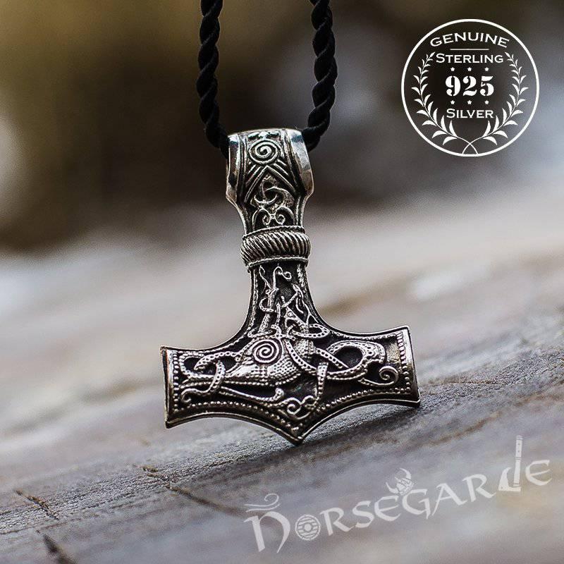 Handcrafted Mammen Engraved Large Mjölnir - Sterling Silver
