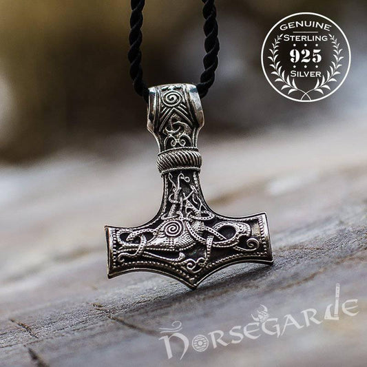 Handcrafted Mammen Engraved Large Mjölnir - Sterling Silver