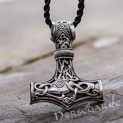Handcrafted Mammen Engraved Large Mjölnir - Sterling Silver
