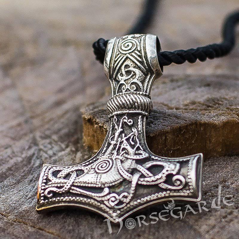 Handcrafted Mammen Engraved Large Mjölnir - Sterling Silver