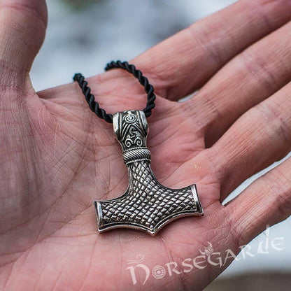 Handcrafted Mammen Engraved Large Mjölnir - Sterling Silver