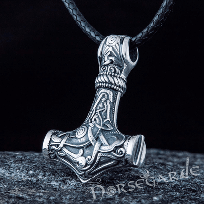 Handcrafted Mammen Engraved Small Mjölnir - Sterling Silver