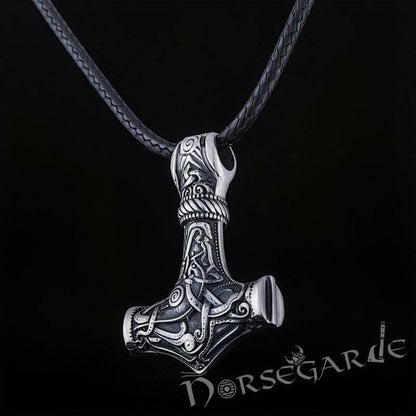 Handcrafted Mammen Engraved Small Mjölnir - Sterling Silver