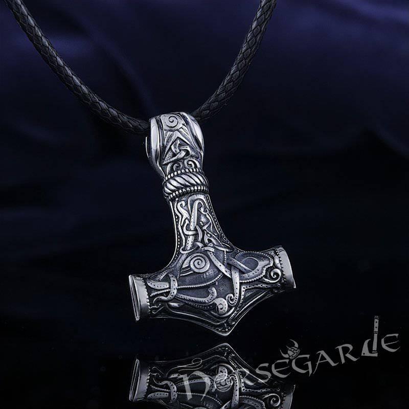 Handcrafted Mammen Engraved Small Mjölnir - Sterling Silver