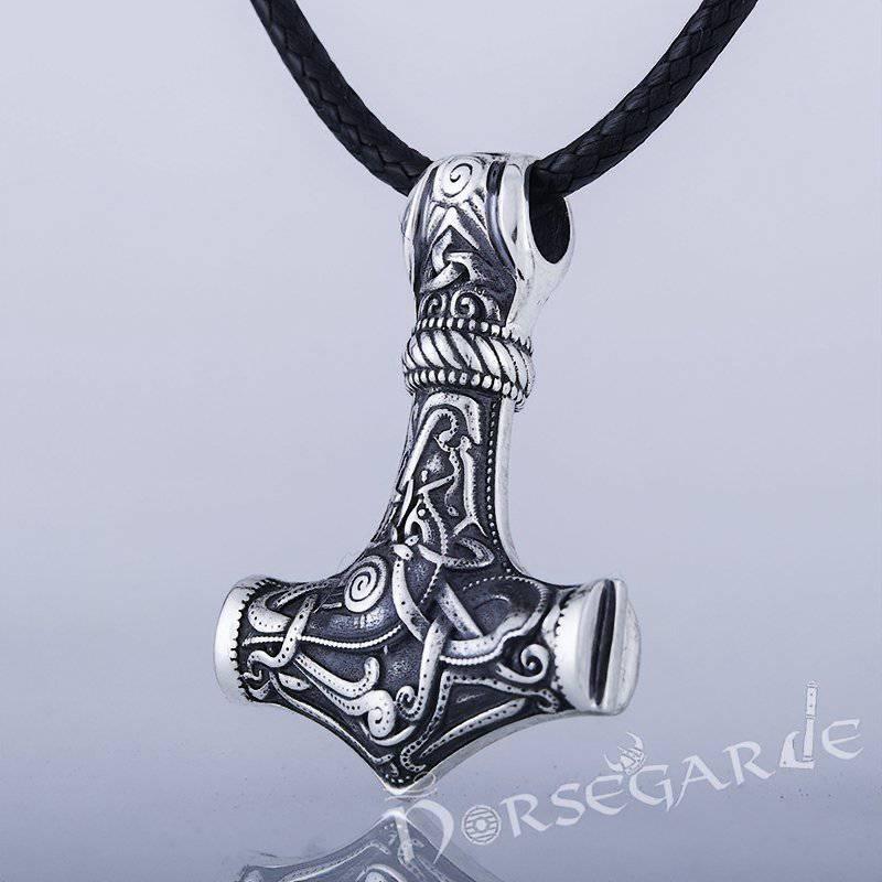 Handcrafted Mammen Engraved Small Mjölnir - Sterling Silver