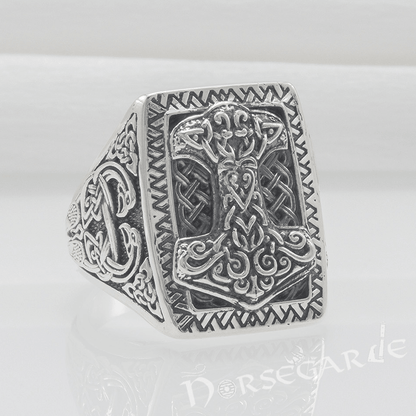 Handcrafted Mjölnir Signet Ring - Sterling Silver