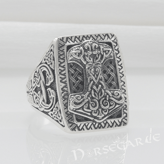 Handcrafted Mjölnir Signet Ring - Sterling Silver