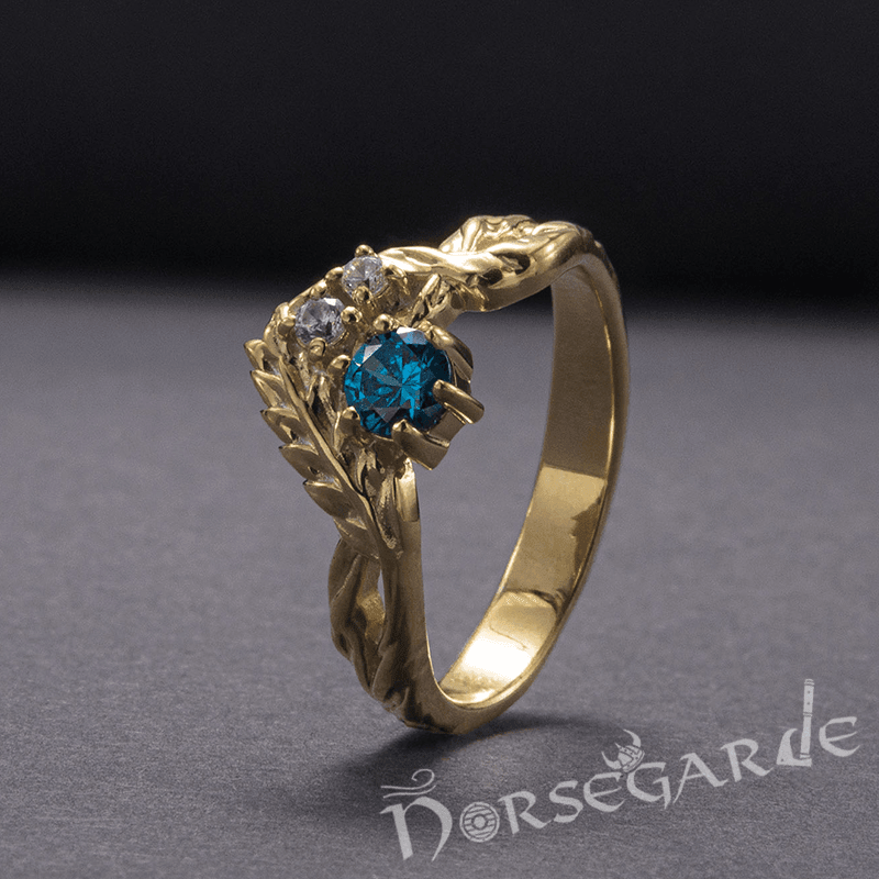 Handcrafted Nature's Bounty Ring - Gold with Sapphire & Diamonds