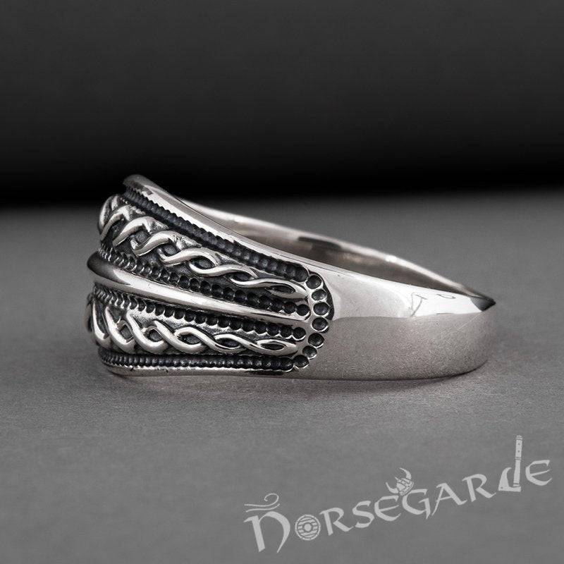 Handcrafted Norse Decoration Pattern Ring - Sterling Silver