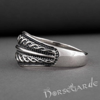 Handcrafted Norse Decoration Pattern Ring - Sterling Silver
