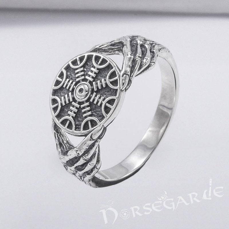 Handcrafted Odin's Grasp Helm of Awe Ring - Sterling Silver