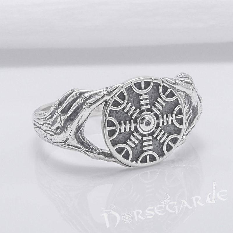 Handcrafted Odin's Grasp Helm of Awe Ring - Sterling Silver
