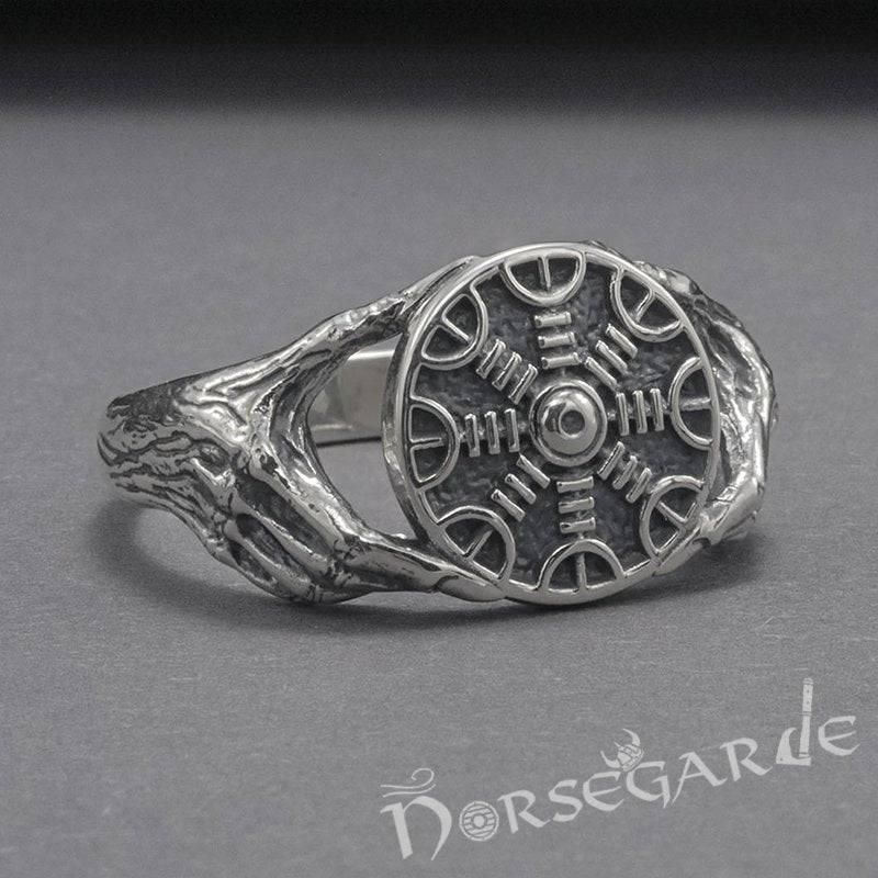 Handcrafted Odin's Grasp Helm of Awe Ring - Sterling Silver