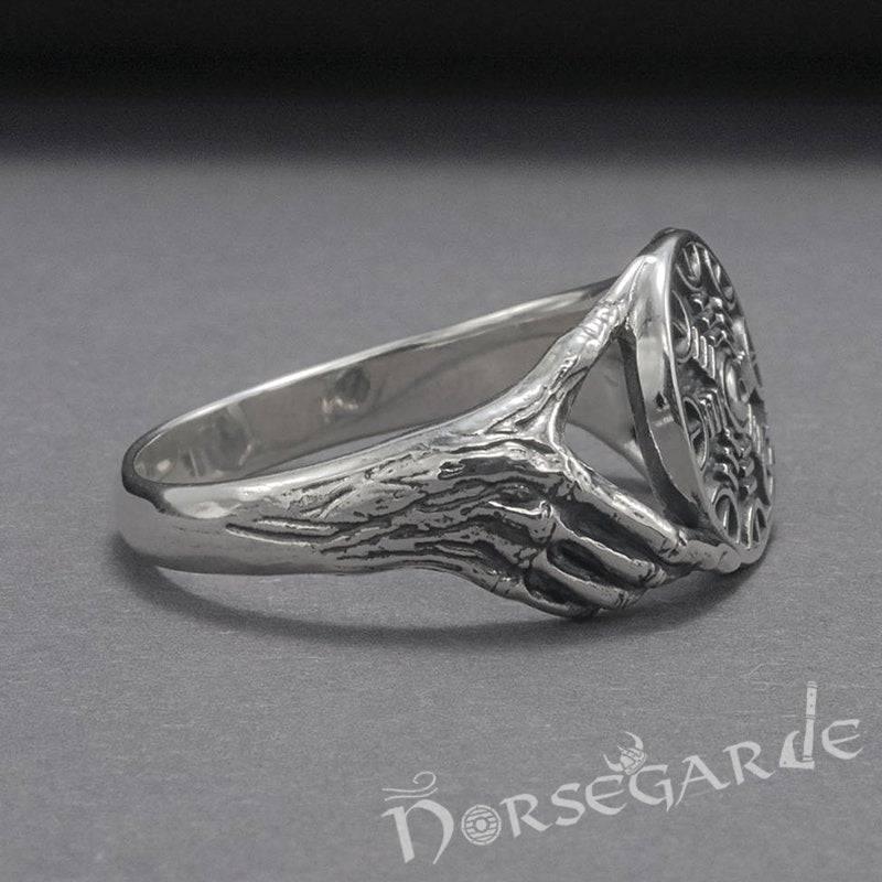Handcrafted Odin's Grasp Helm of Awe Ring - Sterling Silver