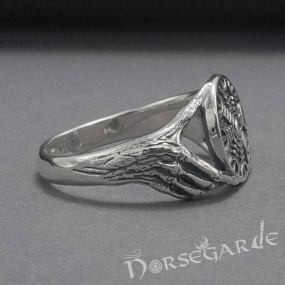 Handcrafted Odin's Grasp Helm of Awe Ring - Sterling Silver