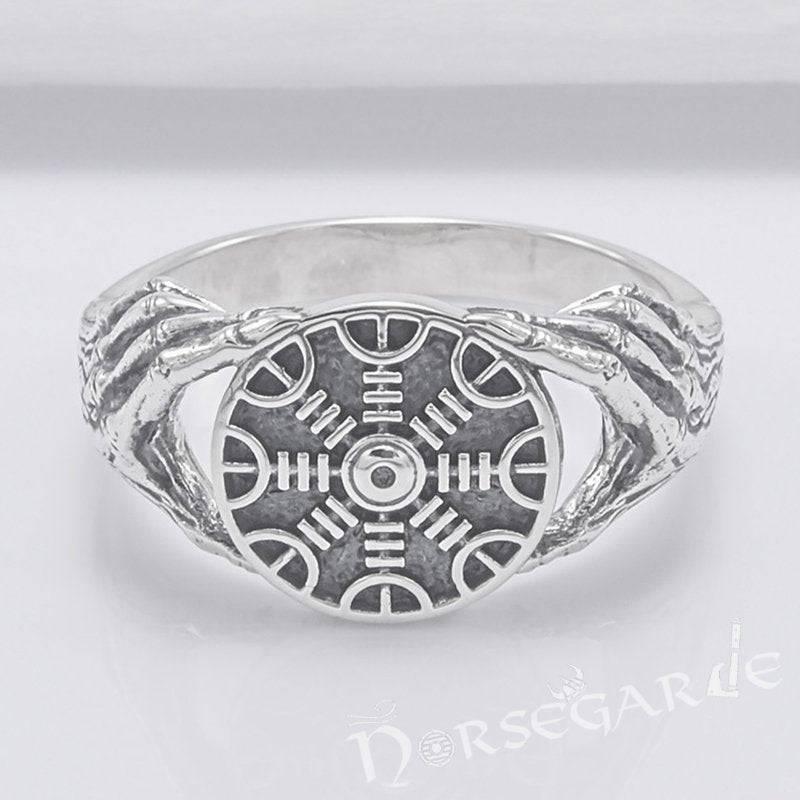 Handcrafted Odin's Grasp Helm of Awe Ring - Sterling Silver