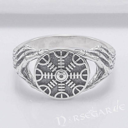Handcrafted Odin's Grasp Helm of Awe Ring - Sterling Silver