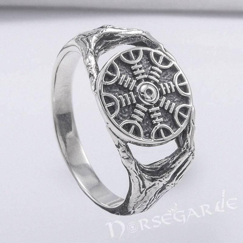Handcrafted Odin's Grasp Helm of Awe Ring - Sterling Silver