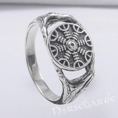 Handcrafted Odin's Grasp Helm of Awe Ring - Sterling Silver