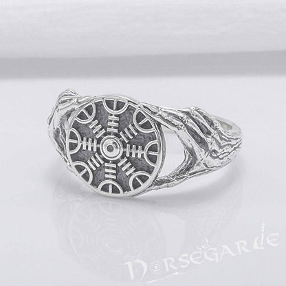 Handcrafted Odin's Grasp Helm of Awe Ring - Sterling Silver