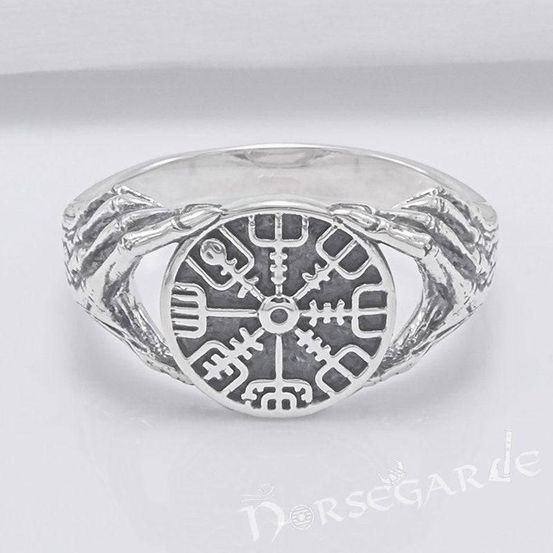 Handcrafted Odin's Grasp Vegvisir Ring - Sterling Silver