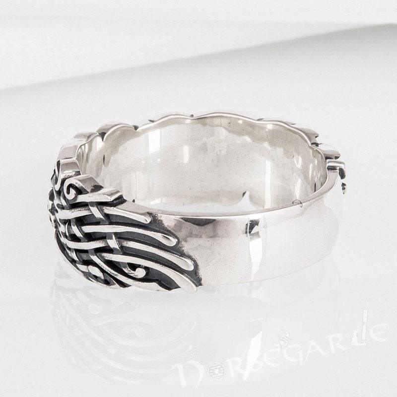 Handcrafted Odin's Ravens Band - Sterling Silver