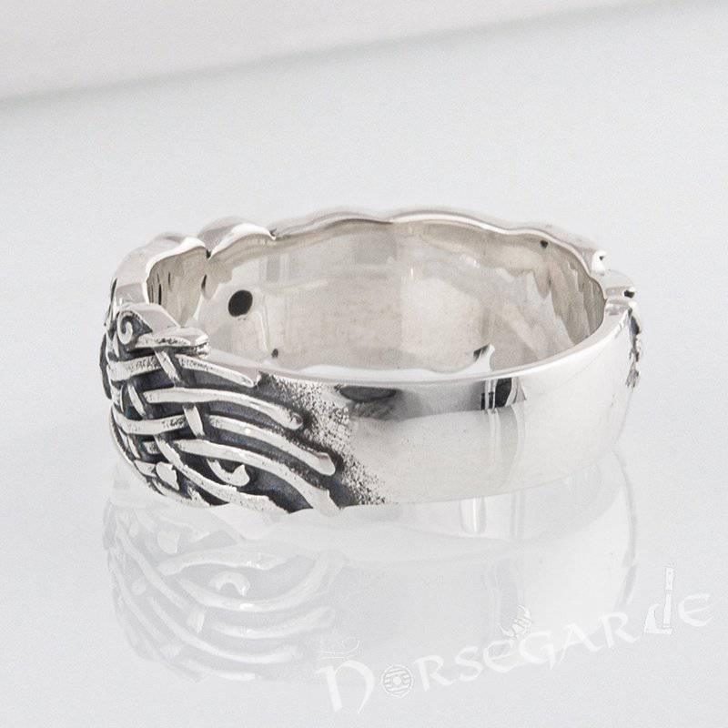 Handcrafted Odin's Ravens Gemmed Band - Sterling Silver