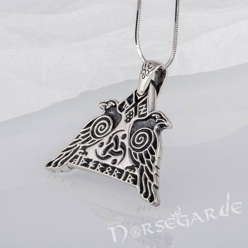 Handcrafted Odin's Ravens Pendant - Sterling Silver