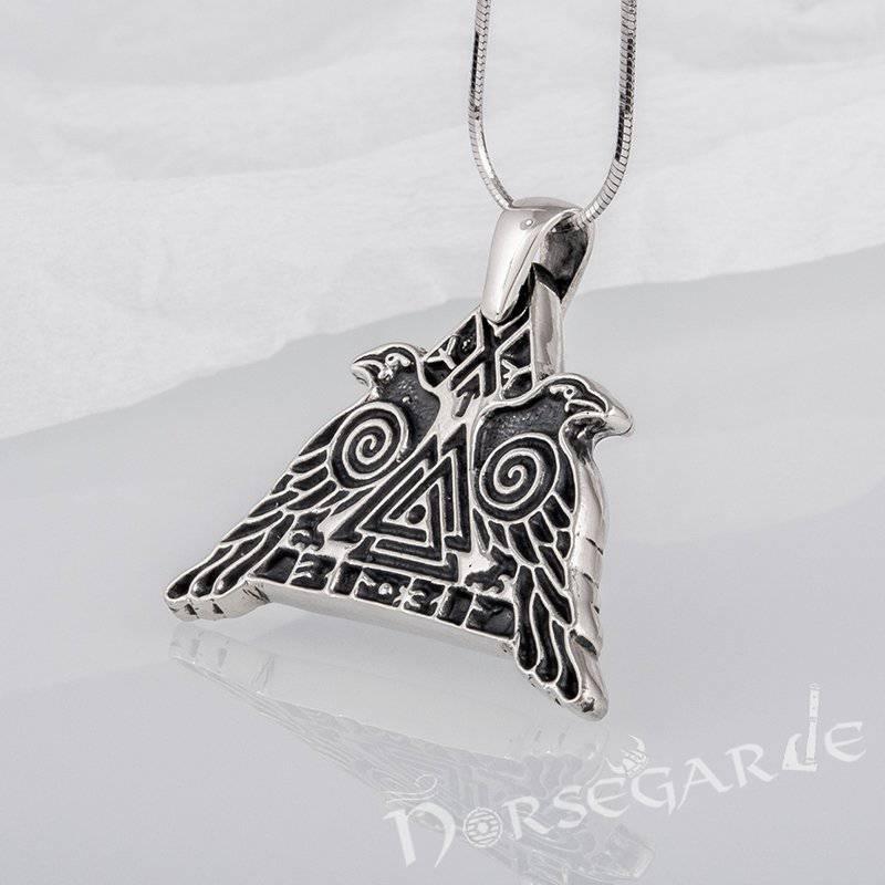 Handcrafted Odin's Ravens Pendant - Sterling Silver