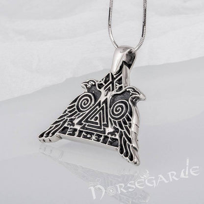 Handcrafted Odin's Ravens Pendant - Sterling Silver