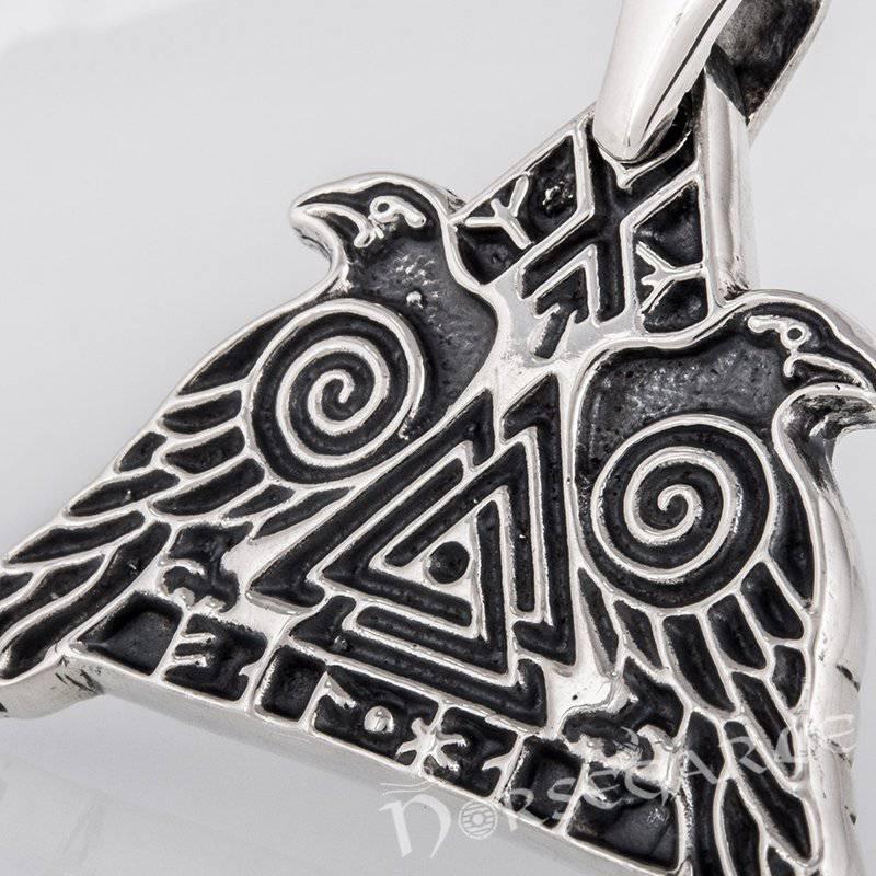 Handcrafted Odin's Ravens Pendant - Sterling Silver