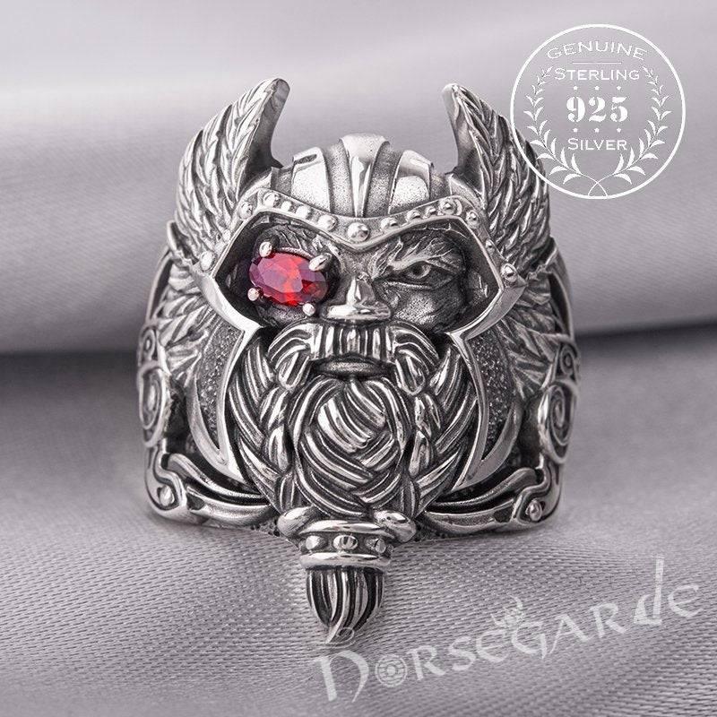 Handcrafted One-Eyed Odin Ring - Sterling Silver