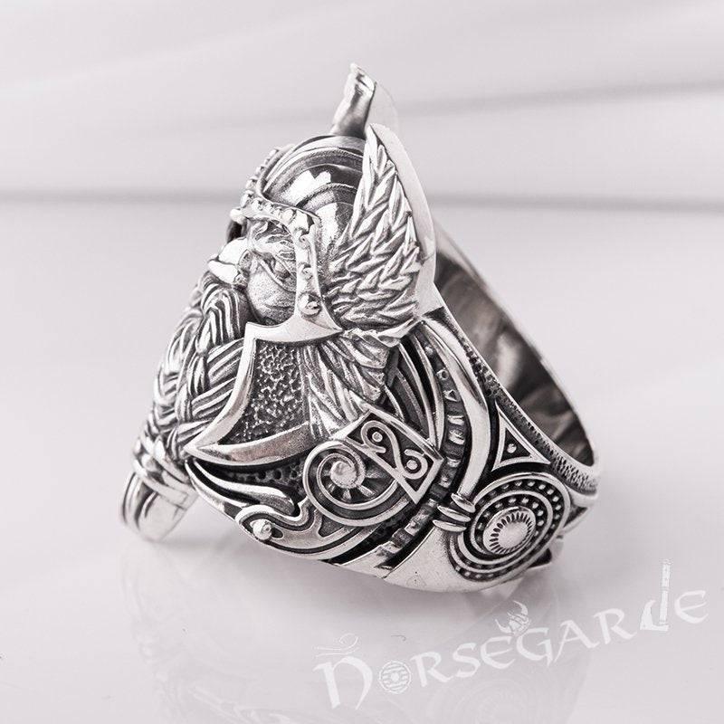 Handcrafted One-Eyed Odin Ring - Sterling Silver