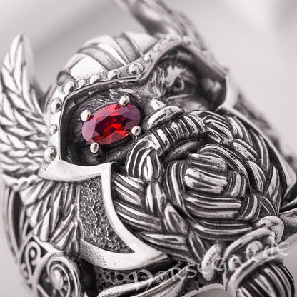 Handcrafted One-Eyed Odin Ring - Sterling Silver