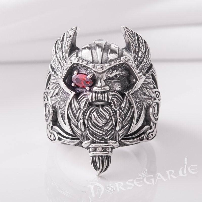 Handcrafted One-Eyed Odin Ring - Sterling Silver