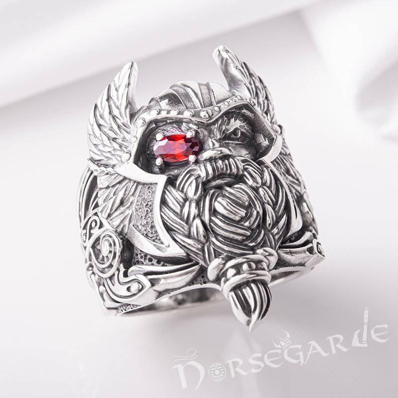 Handcrafted One-Eyed Odin Ring - Sterling Silver