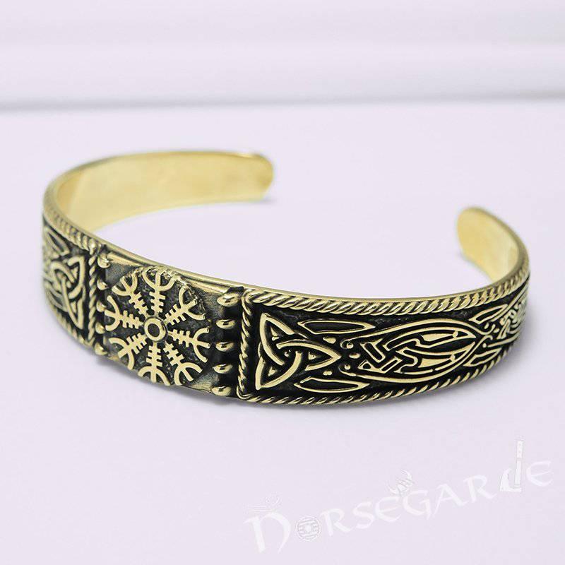 Handcrafted Ornamental Helm of Awe Arm Ring - Bronze