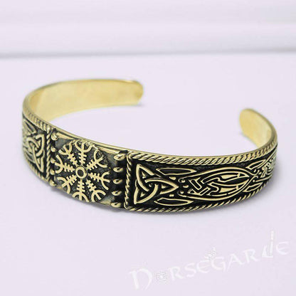 Handcrafted Ornamental Helm of Awe Arm Ring - Bronze