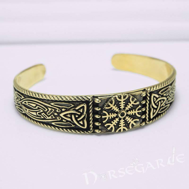 Handcrafted Ornamental Helm of Awe Arm Ring - Bronze