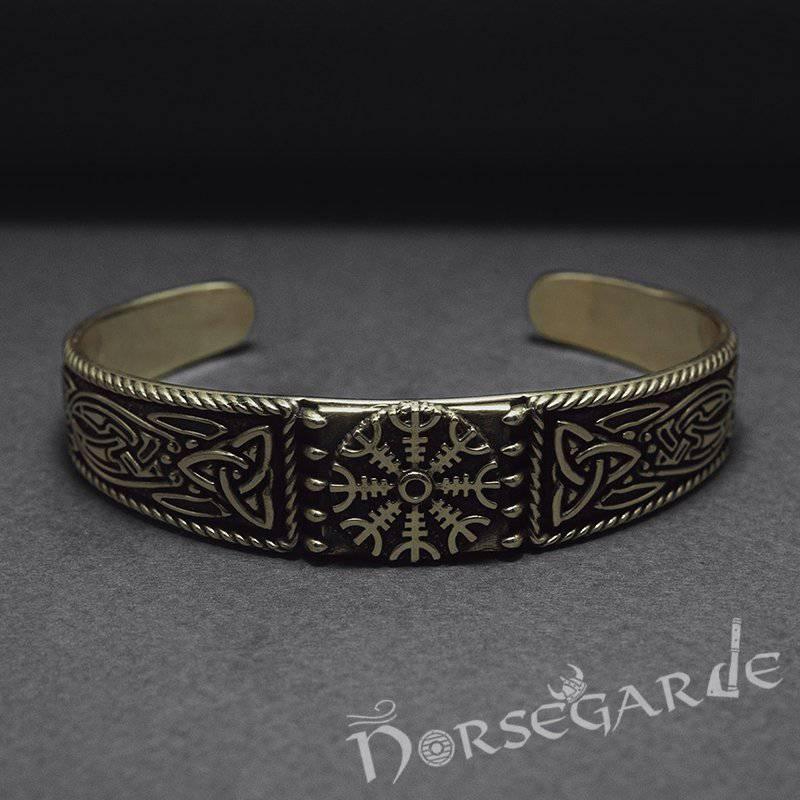 Handcrafted Ornamental Helm of Awe Arm Ring - Bronze