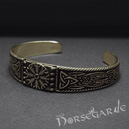Handcrafted Ornamental Helm of Awe Arm Ring - Bronze
