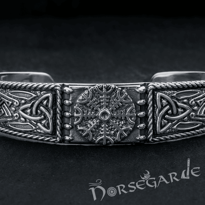 Handcrafted Ornamental Helm of Awe Arm Ring - Sterling Silver