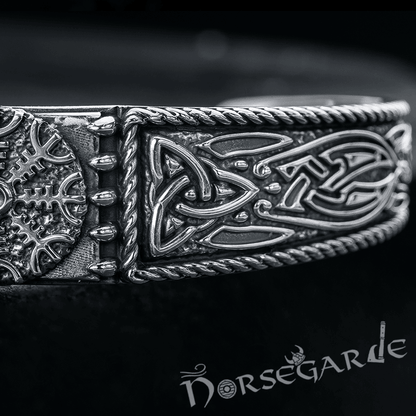 Handcrafted Ornamental Helm of Awe Arm Ring - Sterling Silver